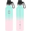 imageIRON FLASK Camping ampamp Hiking Hydration Canteens  3 Lids Narrow Spout Lid Leak Proof Vacuum Insulated Stainless Steel  Hot ampamp Cold Double Walled Sports Water Bottle  Day ampamp Night 64 OzBubble Gum