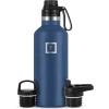 imageIRON FLASK Camping ampamp Hiking Hydration Canteens  3 Lids Narrow Spout Lid Leak Proof Vacuum Insulated Stainless Steel  Hot ampamp Cold Double Walled Sports Water Bottle  Day ampamp Night 64 OzTwilight Blue