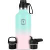 imageIRON FLASK Camping ampamp Hiking Hydration Canteens  3 Lids Narrow Spout Lid Leak Proof Vacuum Insulated Stainless Steel  Hot ampamp Cold Double Walled Sports Water Bottle  Day ampamp Night 64 OzBubble Gum