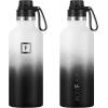 imageIRON FLASK Camping ampamp Hiking Hydration Canteens  3 Lids Narrow Spout Lid Leak Proof Vacuum Insulated Stainless Steel  Hot ampamp Cold Double Walled Sports Water Bottle  Day ampamp Night 64 OzDay  Night