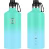 imageIRON FLASK Camping ampamp Hiking Hydration Canteens  3 Lids Narrow Spout Lid Leak Proof Vacuum Insulated Stainless Steel  Hot ampamp Cold Double Walled Sports Water Bottle  Day ampamp Night 64 OzSky