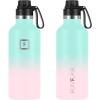imageIRON FLASK Camping ampamp Hiking Hydration Canteens  3 Lids Narrow Spout Lid Leak Proof Vacuum Insulated Stainless Steel  Hot ampamp Cold Double Walled Sports Water Bottle  Day ampamp Night 64 OzBubble Gum