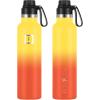 imageIRON FLASK Camping ampamp Hiking Hydration Canteens  3 Lids Narrow Spout Lid Leak Proof Vacuum Insulated Stainless Steel  Hot ampamp Cold Double Walled Sports Water Bottle  Day ampamp Night 64 OzFire