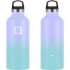 imageIRON FLASK Camping ampamp Hiking Hydration Canteens  3 Lids Narrow Spout Lid Leak Proof Vacuum Insulated Stainless Steel  Hot ampamp Cold Double Walled Sports Water Bottle  Day ampamp Night 64 OzCotton Candy
