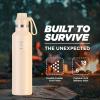 imageIRON FLASK Camping ampamp Hiking Hydration Canteens  3 Lids Narrow Spout Lid Leak Proof Vacuum Insulated Stainless Steel  Hot ampamp Cold Double Walled Sports Water Bottle  Day ampamp Night 64 OzSand