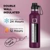 imageIRON FLASK Camping ampamp Hiking Hydration Canteens  3 Lids Narrow Spout Lid Leak Proof Vacuum Insulated Stainless Steel  Hot ampamp Cold Double Walled Sports Water Bottle  Day ampamp Night 64 OzBurgundy