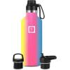 imageIRON FLASK Camping ampamp Hiking Hydration Canteens  3 Lids Narrow Spout Lid Leak Proof Vacuum Insulated Stainless Steel  Hot ampamp Cold Double Walled Sports Water Bottle  Day ampamp Night 64 OzRainbow
