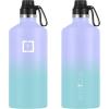 imageIRON FLASK Camping ampamp Hiking Hydration Canteens  3 Lids Narrow Spout Lid Leak Proof Vacuum Insulated Stainless Steel  Hot ampamp Cold Double Walled Sports Water Bottle  Day ampamp Night 64 OzCotton Candy