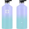 imageIRON FLASK Camping ampamp Hiking Hydration Canteens  3 Lids Narrow Spout Lid Leak Proof Vacuum Insulated Stainless Steel  Hot ampamp Cold Double Walled Sports Water Bottle  Day ampamp Night 64 OzCotton Candy