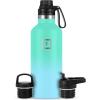 imageIRON FLASK Camping ampamp Hiking Hydration Canteens  3 Lids Narrow Spout Lid Leak Proof Vacuum Insulated Stainless Steel  Hot ampamp Cold Double Walled Sports Water Bottle  Day ampamp Night 64 OzSky