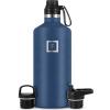 imageIRON FLASK Camping ampamp Hiking Hydration Canteens  3 Lids Narrow Spout Lid Leak Proof Vacuum Insulated Stainless Steel  Hot ampamp Cold Double Walled Sports Water Bottle  Day ampamp Night 64 OzTwilight Blue