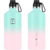 imageIRON FLASK Camping ampamp Hiking Hydration Canteens  3 Lids Narrow Spout Lid Leak Proof Vacuum Insulated Stainless Steel  Hot ampamp Cold Double Walled Sports Water Bottle  Day ampamp Night 64 OzBubble Gum