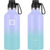 imageIRON FLASK Camping ampamp Hiking Hydration Canteens  3 Lids Narrow Spout Lid Leak Proof Vacuum Insulated Stainless Steel  Hot ampamp Cold Double Walled Sports Water Bottle  Day ampamp Night 64 OzCotton Candy