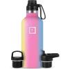 imageIRON FLASK Camping ampamp Hiking Hydration Canteens  3 Lids Narrow Spout Lid Leak Proof Vacuum Insulated Stainless Steel  Hot ampamp Cold Double Walled Sports Water Bottle  Day ampamp Night 64 OzRainbow