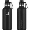 imageIRON FLASK Camping ampamp Hiking Hydration Canteens  3 Lids Narrow Spout Lid Leak Proof Vacuum Insulated Stainless Steel  Hot ampamp Cold Double Walled Sports Water Bottle  Day ampamp Night 64 OzMidnight Black