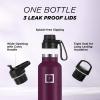 imageIRON FLASK Camping ampamp Hiking Hydration Canteens  3 Lids Narrow Spout Lid Leak Proof Vacuum Insulated Stainless Steel  Hot ampamp Cold Double Walled Sports Water Bottle  Day ampamp Night 64 OzBurgundy