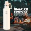 imageIRON FLASK Camping ampamp Hiking Hydration Canteens  3 Lids Narrow Spout Lid Leak Proof Vacuum Insulated Stainless Steel  Hot ampamp Cold Double Walled Sports Water Bottle  Day ampamp Night 64 OzCashmere Cream