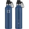 imageIRON FLASK Camping ampamp Hiking Hydration Canteens  3 Lids Narrow Spout Lid Leak Proof Vacuum Insulated Stainless Steel  Hot ampamp Cold Double Walled Sports Water Bottle  Day ampamp Night 64 OzTwilight Blue