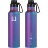 imageIRON FLASK Camping ampamp Hiking Hydration Canteens  3 Lids Narrow Spout Lid Leak Proof Vacuum Insulated Stainless Steel  Hot ampamp Cold Double Walled Sports Water Bottle  Day ampamp Night 64 OzAurora