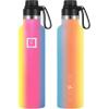 imageIRON FLASK Camping ampamp Hiking Hydration Canteens  3 Lids Narrow Spout Lid Leak Proof Vacuum Insulated Stainless Steel  Hot ampamp Cold Double Walled Sports Water Bottle  Day ampamp Night 64 OzRainbow