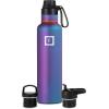 imageIRON FLASK Camping ampamp Hiking Hydration Canteens  3 Lids Narrow Spout Lid Leak Proof Vacuum Insulated Stainless Steel  Hot ampamp Cold Double Walled Sports Water Bottle  Day ampamp Night 64 OzAurora