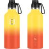imageIRON FLASK Camping ampamp Hiking Hydration Canteens  3 Lids Narrow Spout Lid Leak Proof Vacuum Insulated Stainless Steel  Hot ampamp Cold Double Walled Sports Water Bottle  Day ampamp Night 64 OzFire