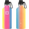 imageIRON FLASK Camping ampamp Hiking Hydration Canteens  3 Lids Narrow Spout Lid Leak Proof Vacuum Insulated Stainless Steel  Hot ampamp Cold Double Walled Sports Water Bottle  Day ampamp Night 64 OzRainbow