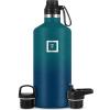 imageIRON FLASK Camping ampamp Hiking Hydration Canteens  3 Lids Narrow Spout Lid Leak Proof Vacuum Insulated Stainless Steel  Hot ampamp Cold Double Walled Sports Water Bottle  Day ampamp Night 64 OzDark Night