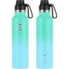 imageIRON FLASK Camping ampamp Hiking Hydration Canteens  3 Lids Narrow Spout Lid Leak Proof Vacuum Insulated Stainless Steel  Hot ampamp Cold Double Walled Sports Water Bottle  Day ampamp Night 64 OzSky