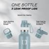 imageIRON FLASK Camping ampamp Hiking Hydration Canteens  3 Lids Narrow Spout Lid Leak Proof Vacuum Insulated Stainless Steel  Hot ampamp Cold Double Walled Sports Water Bottle  Day ampamp Night 64 OzElemental Gray