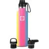imageIRON FLASK Camping ampamp Hiking Hydration Canteens  3 Lids Narrow Spout Lid Leak Proof Vacuum Insulated Stainless Steel  Hot ampamp Cold Double Walled Sports Water Bottle  Day ampamp Night 64 OzRainbow