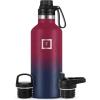 imageIRON FLASK Camping ampamp Hiking Hydration Canteens  3 Lids Narrow Spout Lid Leak Proof Vacuum Insulated Stainless Steel  Hot ampamp Cold Double Walled Sports Water Bottle  Day ampamp Night 64 OzDark Rainbow