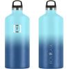 imageIRON FLASK Camping ampamp Hiking Hydration Canteens  3 Lids Narrow Spout Lid Leak Proof Vacuum Insulated Stainless Steel  Hot ampamp Cold Double Walled Sports Water Bottle  Day ampamp Night 64 OzBlue Waves