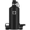 imageIRON FLASK Camping ampamp Hiking Hydration Canteens  3 Lids Narrow Spout Lid Leak Proof Vacuum Insulated Stainless Steel  Hot ampamp Cold Double Walled Sports Water Bottle  Day ampamp Night 64 OzMidnight Black