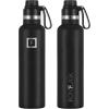 imageIRON FLASK Camping ampamp Hiking Hydration Canteens  3 Lids Narrow Spout Lid Leak Proof Vacuum Insulated Stainless Steel  Hot ampamp Cold Double Walled Sports Water Bottle  Day ampamp Night 64 OzMidnight Black