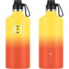 imageIRON FLASK Camping ampamp Hiking Hydration Canteens  3 Lids Narrow Spout Lid Leak Proof Vacuum Insulated Stainless Steel  Hot ampamp Cold Double Walled Sports Water Bottle  Day ampamp Night 64 OzFire