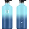 imageIRON FLASK Camping ampamp Hiking Hydration Canteens  3 Lids Narrow Straw Lid Leak Proof Vacuum Insulated Stainless Steel  Hot ampamp Cold Double Walled Sports Water Bottle  Fire 32 OzBlue Waves