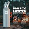 imageIRON FLASK Camping ampamp Hiking Hydration Canteens  3 Lids Narrow Straw Lid Leak Proof Vacuum Insulated Stainless Steel  Hot ampamp Cold Double Walled Sports Water Bottle  Fire 32 OzElemental Gray