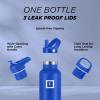 imageIRON FLASK Camping ampamp Hiking Hydration Canteens  3 Lids Narrow Straw Lid Leak Proof Vacuum Insulated Stainless Steel  Hot ampamp Cold Double Walled Sports Water Bottle  Fire 32 OzCobalt