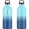 imageIRON FLASK Camping ampamp Hiking Hydration Canteens  3 Lids Narrow Straw Lid Leak Proof Vacuum Insulated Stainless Steel  Hot ampamp Cold Double Walled Sports Water Bottle  Fire 32 OzBlue Waves 3