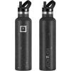 imageIRON FLASK Camping ampamp Hiking Hydration Canteens  3 Lids Narrow Straw Lid Leak Proof Vacuum Insulated Stainless Steel  Hot ampamp Cold Double Walled Sports Water Bottle  Fire 32 OzBlack Speckle