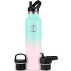 imageIRON FLASK Camping ampamp Hiking Hydration Canteens  3 Lids Narrow Straw Lid Leak Proof Vacuum Insulated Stainless Steel  Hot ampamp Cold Double Walled Sports Water Bottle  Fire 32 OzBubble Gum