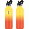 imageIRON FLASK Camping ampamp Hiking Hydration Canteens  3 Lids Narrow Straw Lid Leak Proof Vacuum Insulated Stainless Steel  Hot ampamp Cold Double Walled Sports Water Bottle  Fire 32 OzFire