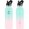 imageIRON FLASK Camping ampamp Hiking Hydration Canteens  3 Lids Narrow Straw Lid Leak Proof Vacuum Insulated Stainless Steel  Hot ampamp Cold Double Walled Sports Water Bottle  Fire 32 OzBubble Gum
