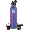 imageIRON FLASK Camping ampamp Hiking Hydration Canteens  3 Lids Narrow Straw Lid Leak Proof Vacuum Insulated Stainless Steel  Hot ampamp Cold Double Walled Sports Water Bottle  Fire 32 OzAurora