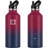 imageIRON FLASK Camping ampamp Hiking Hydration Canteens  3 Lids Narrow Straw Lid Leak Proof Vacuum Insulated Stainless Steel  Hot ampamp Cold Double Walled Sports Water Bottle  Fire 32 OzDark Rainbow