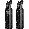 imageIRON FLASK Camping ampamp Hiking Hydration Canteens  3 Lids Narrow Straw Lid Leak Proof Vacuum Insulated Stainless Steel  Hot ampamp Cold Double Walled Sports Water Bottle  Fire 32 OzBlack Marquina
