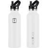 imageIRON FLASK Camping ampamp Hiking Hydration Canteens  3 Lids Narrow Straw Lid Leak Proof Vacuum Insulated Stainless Steel  Hot ampamp Cold Double Walled Sports Water Bottle  Fire 32 OzWinter White