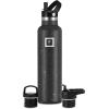imageIRON FLASK Camping ampamp Hiking Hydration Canteens  3 Lids Narrow Straw Lid Leak Proof Vacuum Insulated Stainless Steel  Hot ampamp Cold Double Walled Sports Water Bottle  Fire 32 OzBlack Speckle