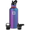imageIRON FLASK Camping ampamp Hiking Hydration Canteens  3 Lids Narrow Straw Lid Leak Proof Vacuum Insulated Stainless Steel  Hot ampamp Cold Double Walled Sports Water Bottle  Fire 32 OzAurora